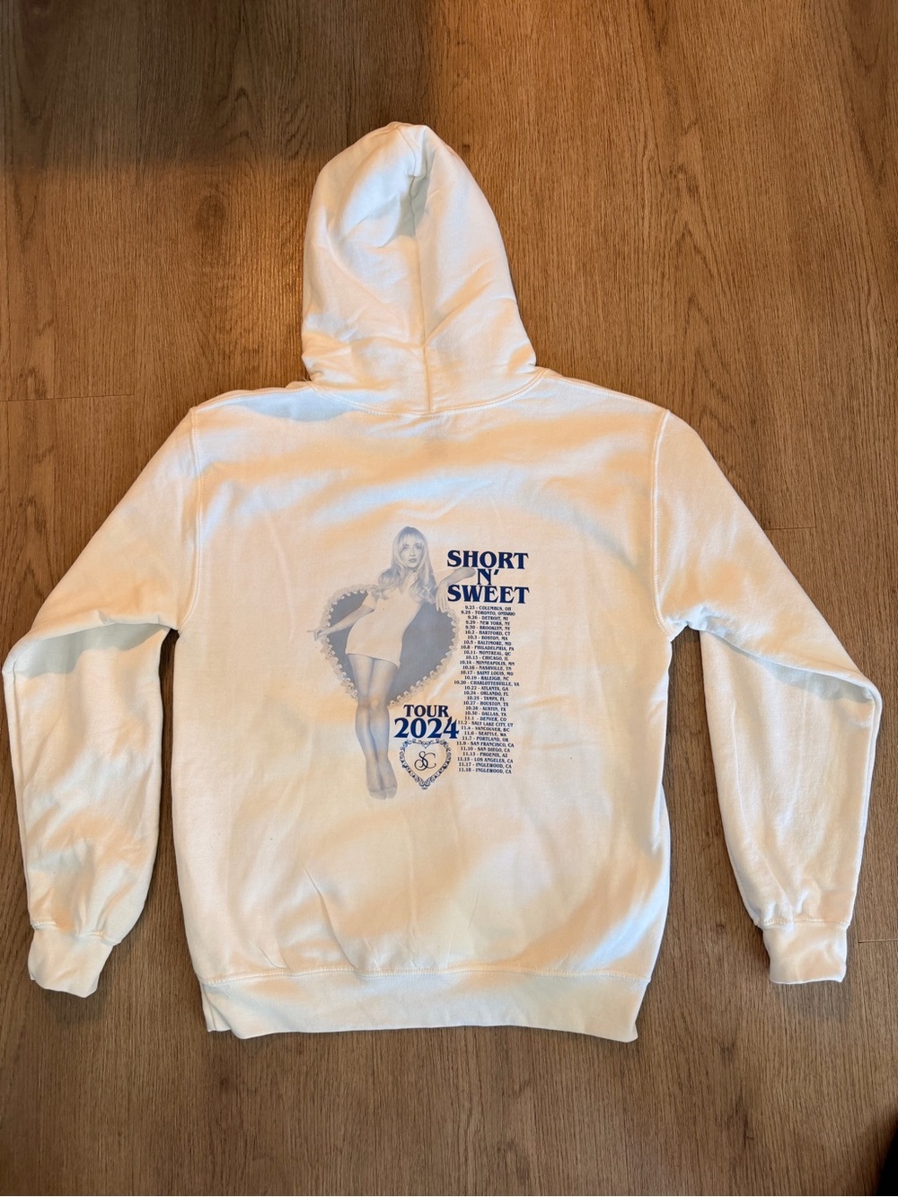 Sabrina Carpenter White Graphic Hoodie. 'Short n' Sweet' tour 2024. - Picture 2 of 2